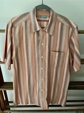 Vintage Missoni Short-Sleeve Striped Button-Up Shirt - Multi